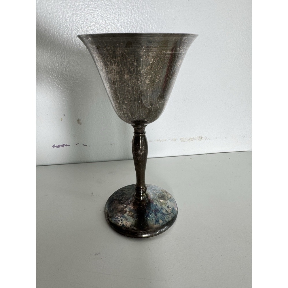 Vintage Metal Chalice Goblet Cup – Aged Patina, Flared Rim